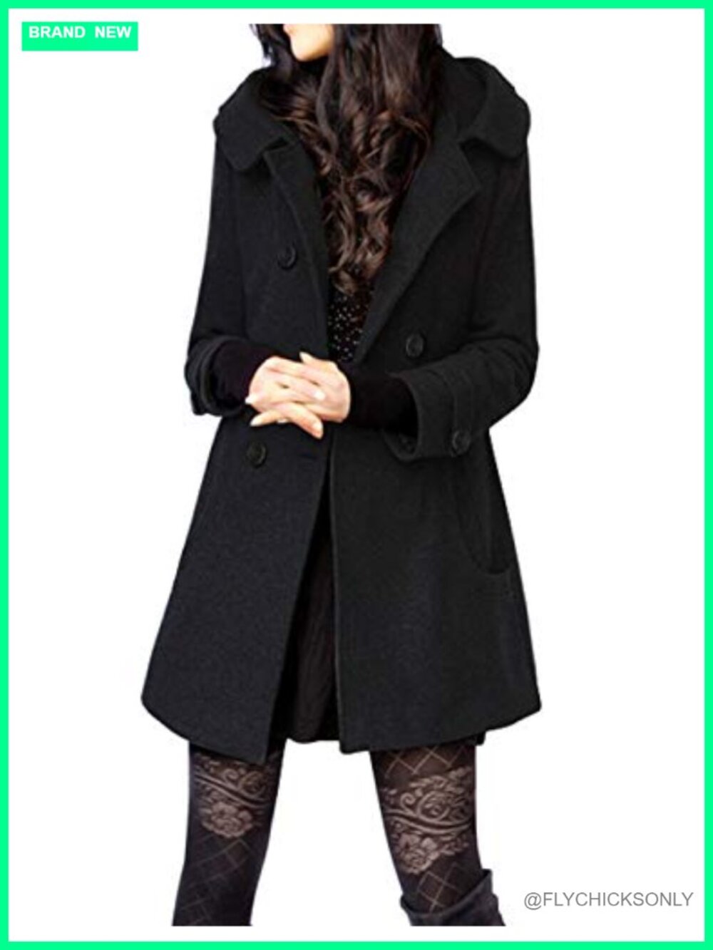 Hooded Wool Blend Peacoat Mid Long Double Breasted Winter Coat
